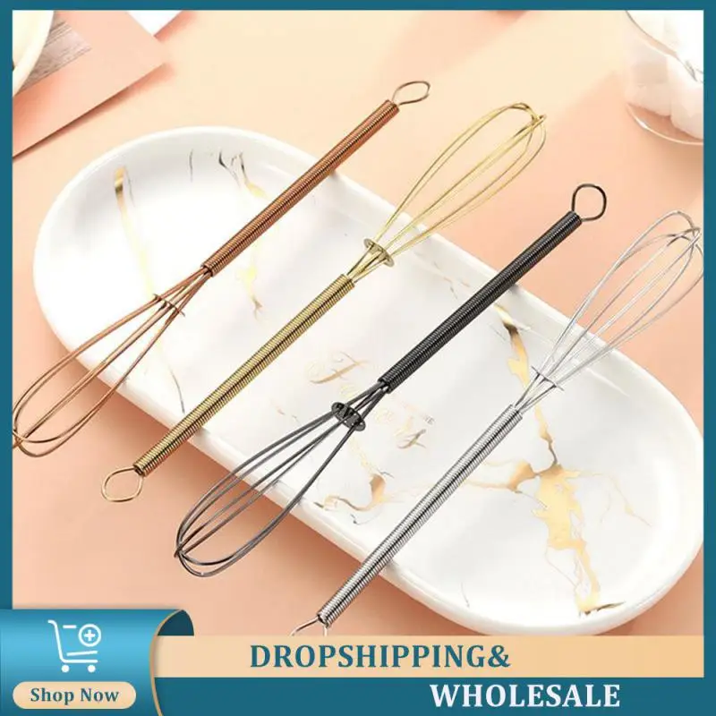 Whisk Efficient And Uniform Hanging Storage Four-color Stainless Steel Egg Tools Mini Egg Beater Spring Handle Cream Whipper 17g