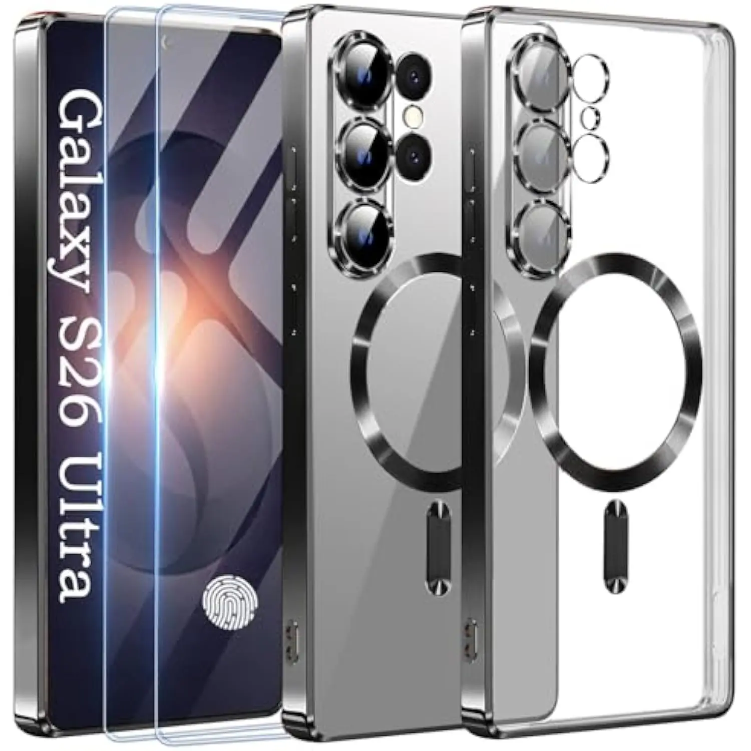 Magnetic Official Titanium Case for Samsung Galaxy S26 Ultra Plus with 2 Screen Protector Camera Cover Metallic Glossy Luxury