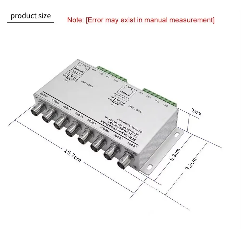 Imagem -06 - Cctv Vídeo Passivo Balun ou Canais Rj45 Utp Twisted Pair Cabo Saída Bnc para Ahd Cvt Tvi 5mp 2mp Câmera