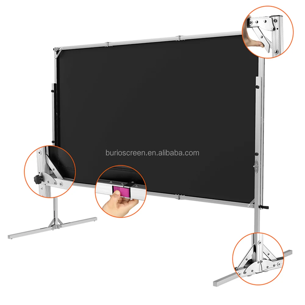 2026Outdoor Floor Stand Fast Fold Frame Projector Screen 200 Inch 16:9 Movie Screenpromote sales