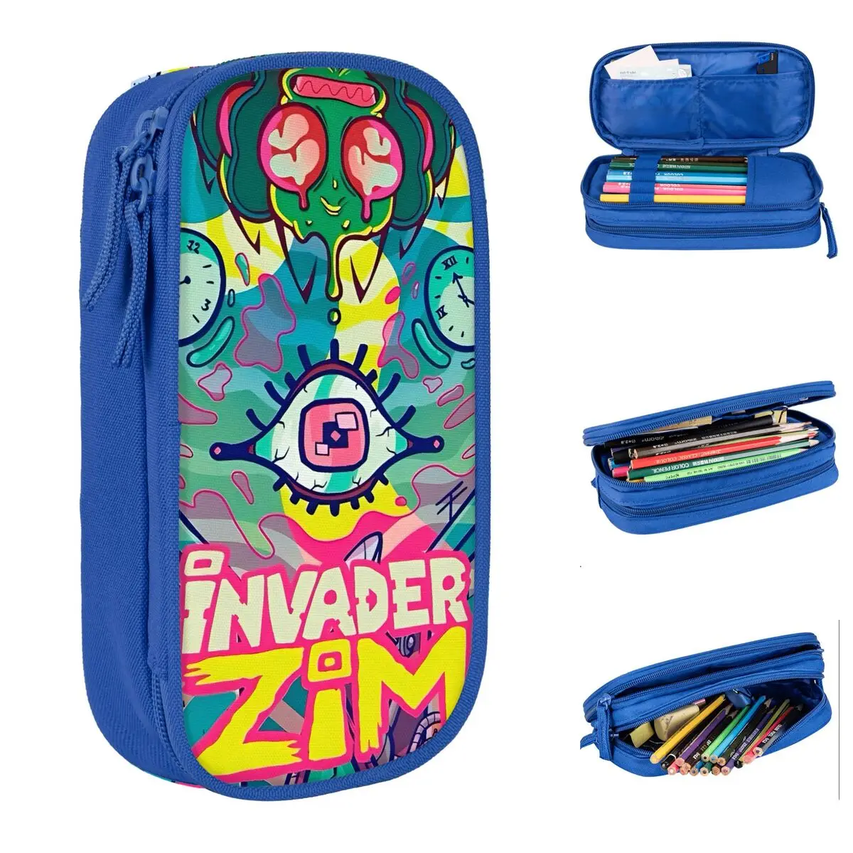 Invader Zim 영화 연필 케이스 소녀 소년 카와이 펜 박스 디자인 학교 연필 케이스 편지지 주최자 선물 아이디어