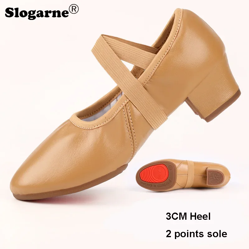 Genuine Leather Soft Ballet Shoes Women Real Leather Ballet Dance Shoes Girls Yoga Train Latin Jazz Waltz Ballroom Dance Shoes