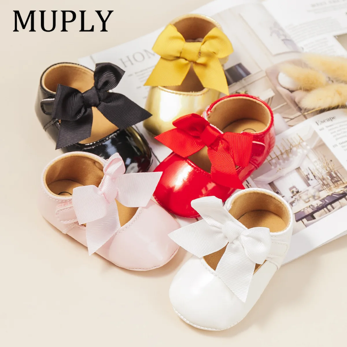 

PU Toddler MoccasinsFor Newborn Baby Girls Princess Shoes Bow Baby Shoes For Newborn Prewalkers Soft Sole