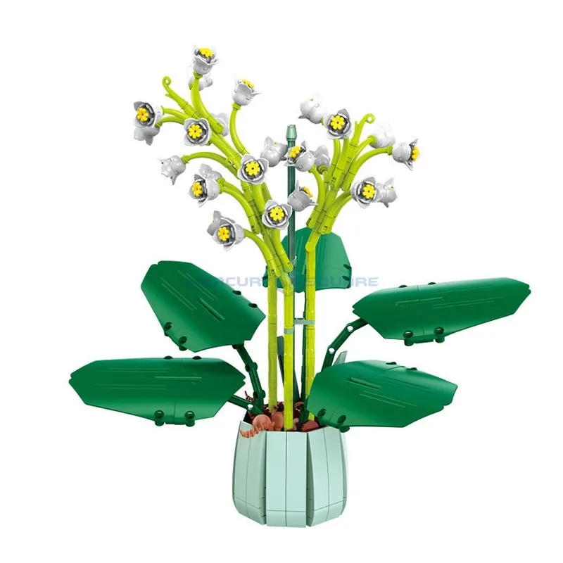 Bell Orchid Flower Bonsai MOC Potted Plant Building Blocks Ornament Kit Ideas Bricks Toy Birthday Gift for Girls Children