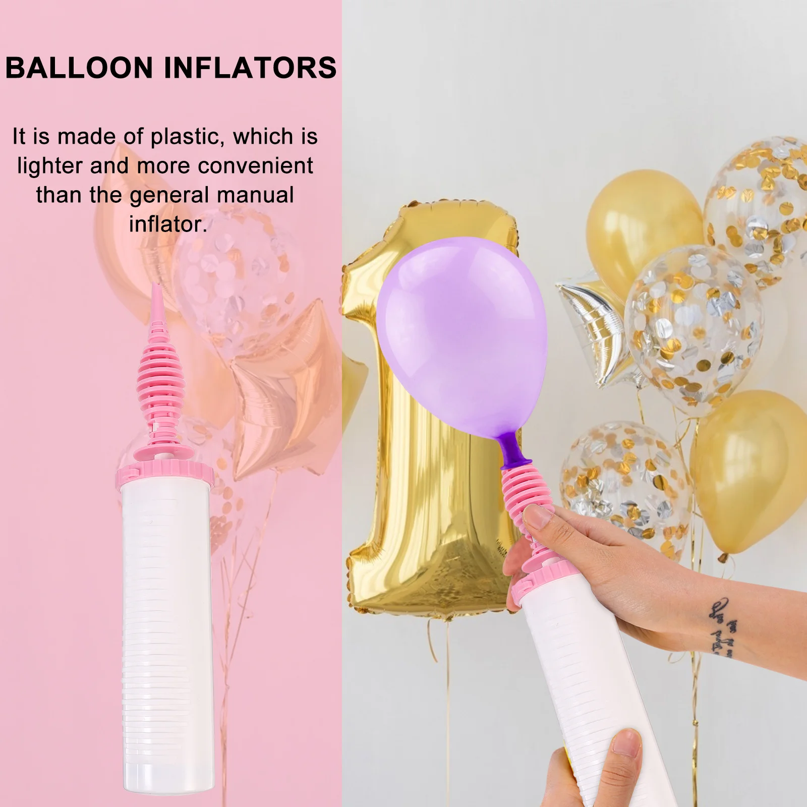 Balloon Pump Balloons Inflator Air Helium 31X55CM Manual Hand Pumps Pink for Party Baby