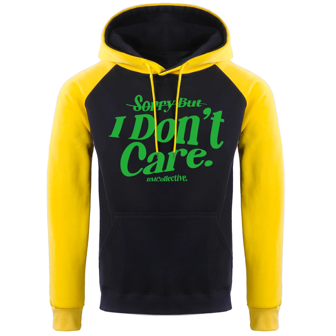 Sorry But I Don'T Care Print Raglan Hoody Mens Autumn Warm Comfortable Clothes Simple Round Neck Hooded Street Fashion Pullover