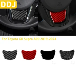 For Toyota GR Supra A90 A91 MK5 2019-2024 Accessories Carbon Fiber Car Interior Chin Steering Wheel Trim Sticker Decoration