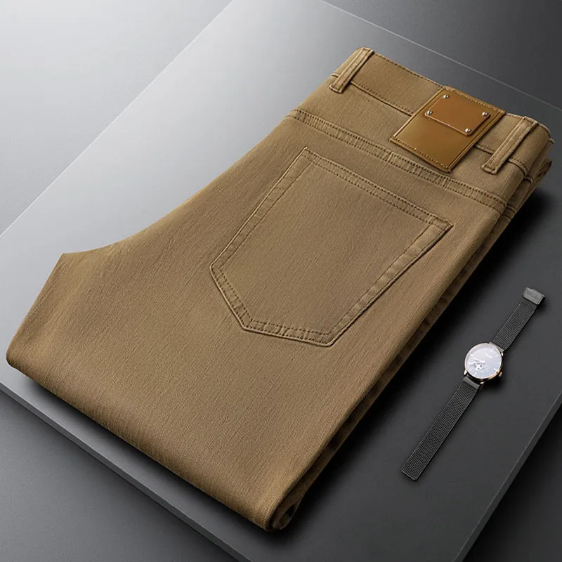

Cotton casual business pants men autumn winter slim feet men solid color commuter thick European men's pants