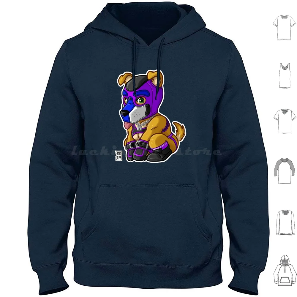 Playful Puppy-Purple Mask-Bearzoo Series Hoodies Long Sleeve Bobobear Bobobearart Bobo Bear Bear Bear Week Bear