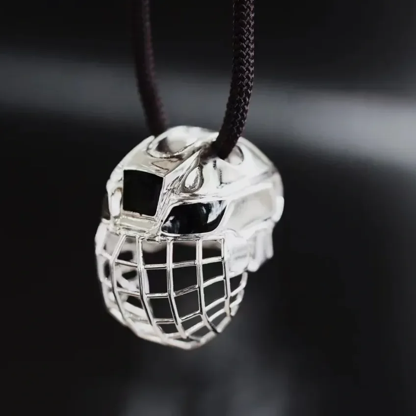 Leisure Sports Style Silver Color Through-carved Work Ice Hockey Helmet Pendant Necklace UNISEX Ice Hockey Tournament Necklace