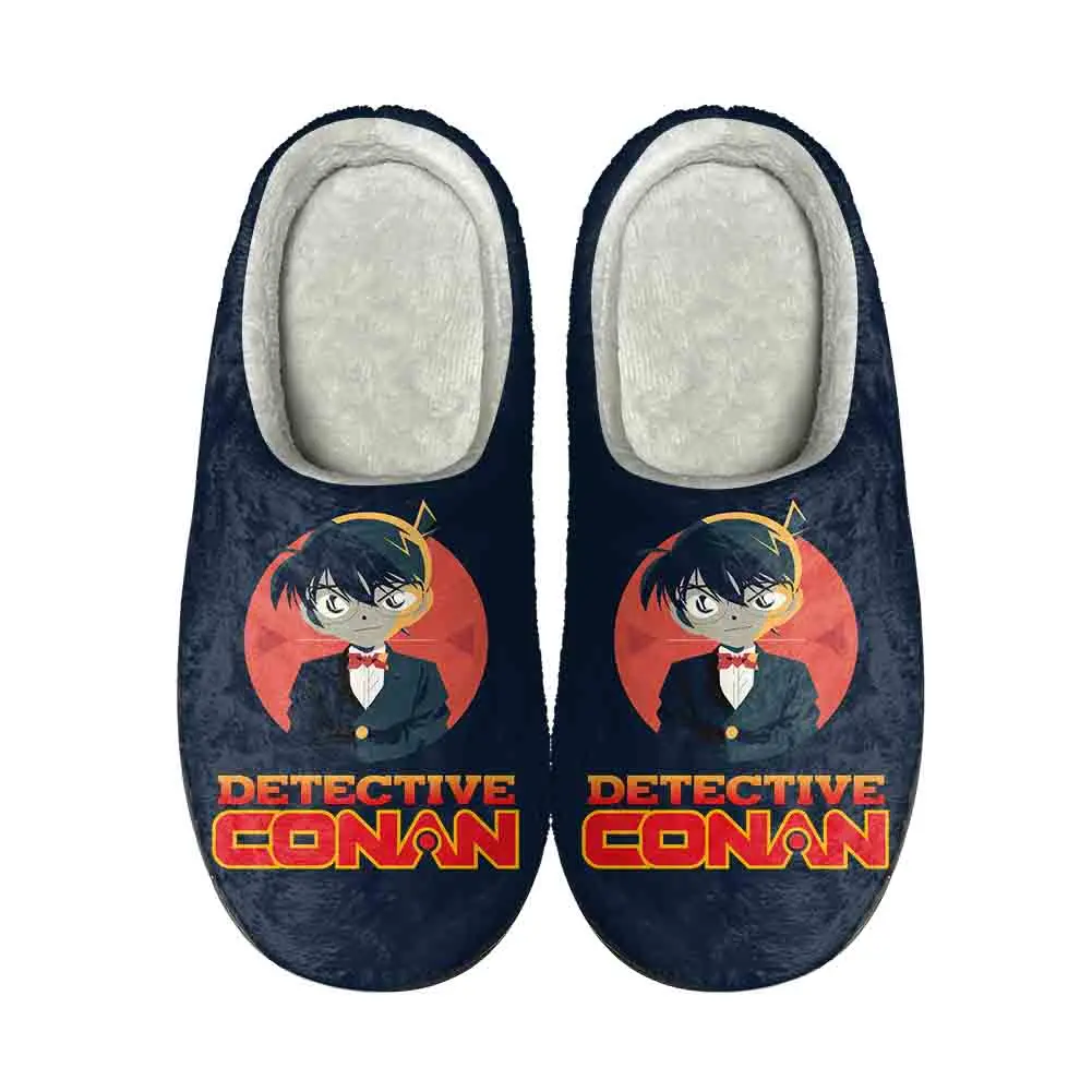 Detective Conan Home Cotton Custom Slippers High Quality Men Women Teenager Plush Fashion Casual Keep Warm Shoes Thermal Slipper