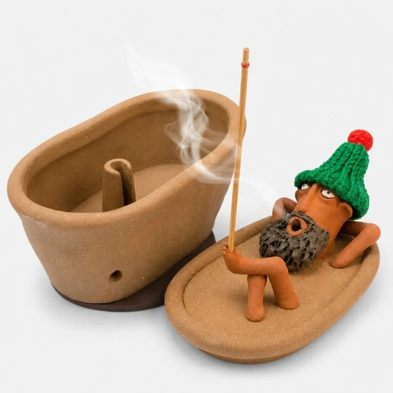 Funny Bath Man Incense Burner Creative Incense Holder Handmade Resin Aromatherapy Incense Burner Home Desktop Decor Xmas Gift