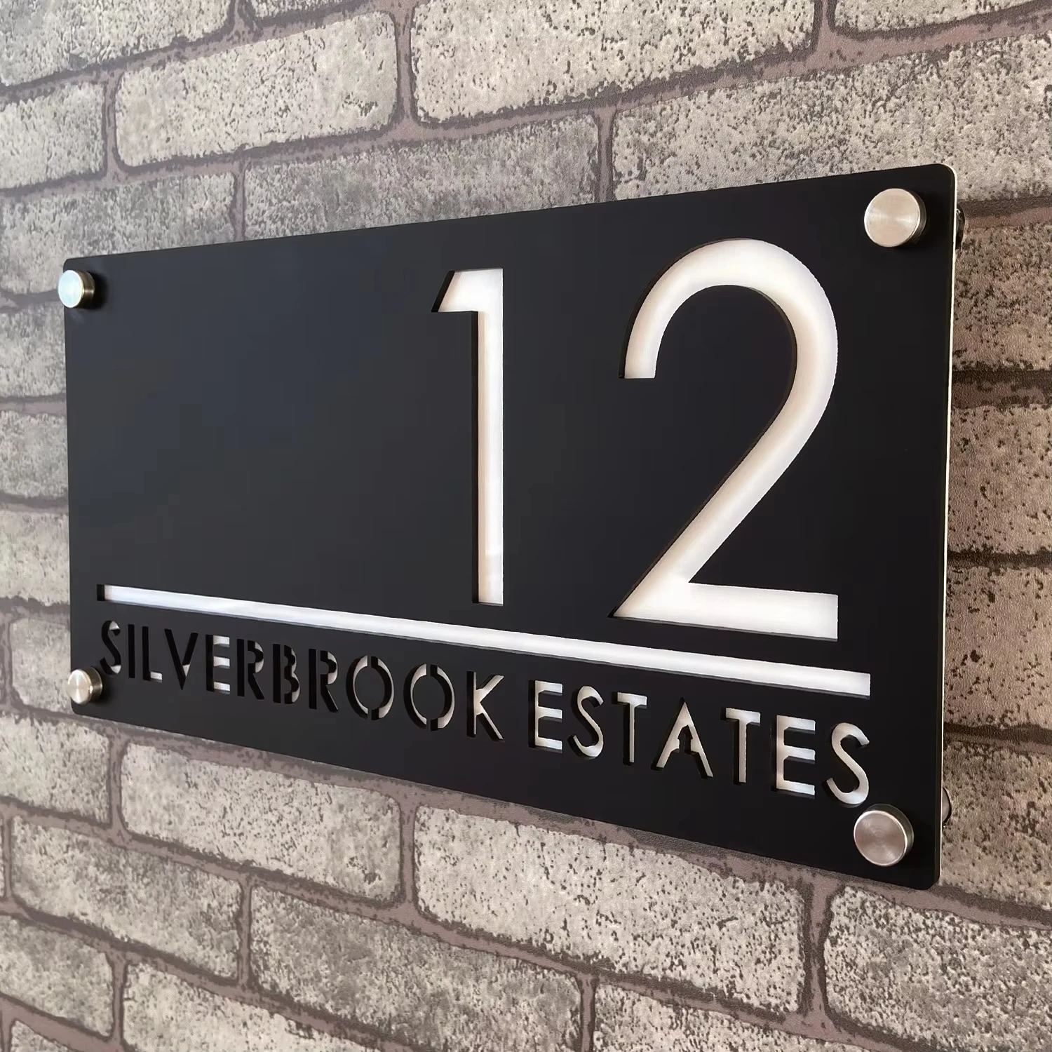 Laser Cut HOUSE SIGN Black Contemporary Cut Out Modern Matte Black Acrylic House Number Sign Address Plaque Mailbox Sign