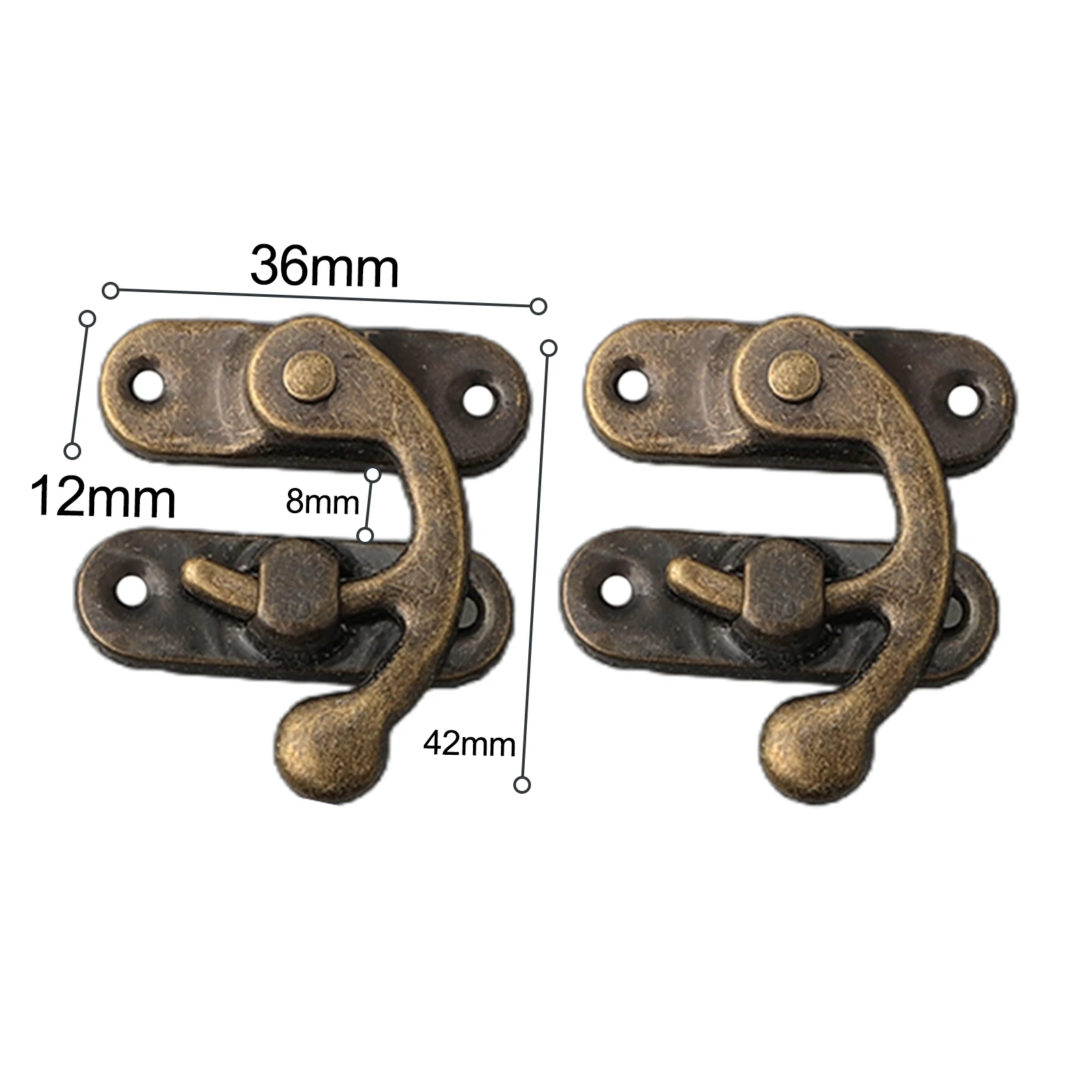 

Mini Wood Box Latch Clasp Lock Bronze Set 10 with Fixing Screws Right Hook for Jewelry Boxes Toolboxes and Small Wooden Cases