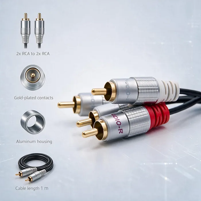 Qoltec-kabel 2x RCA mannelijk/2x RCA mannelijk | 1m | Zwart