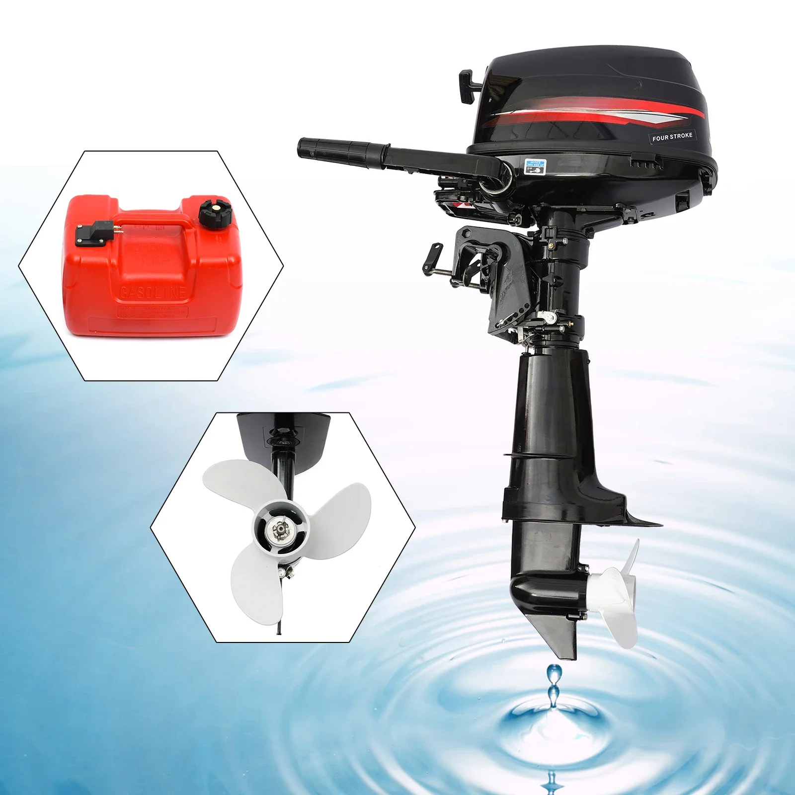 Outboard Machine 4 Stroke 6.5HP With Oil Pipe And Fuel Tank Water Cooling CDI System Outboard Engine Funnel