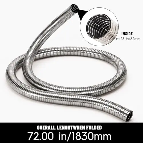 

Stainless Steel Universal Flexible Exhaust Tube 32mm ID 1830mm Folded Length For Automotive And Industrial Use