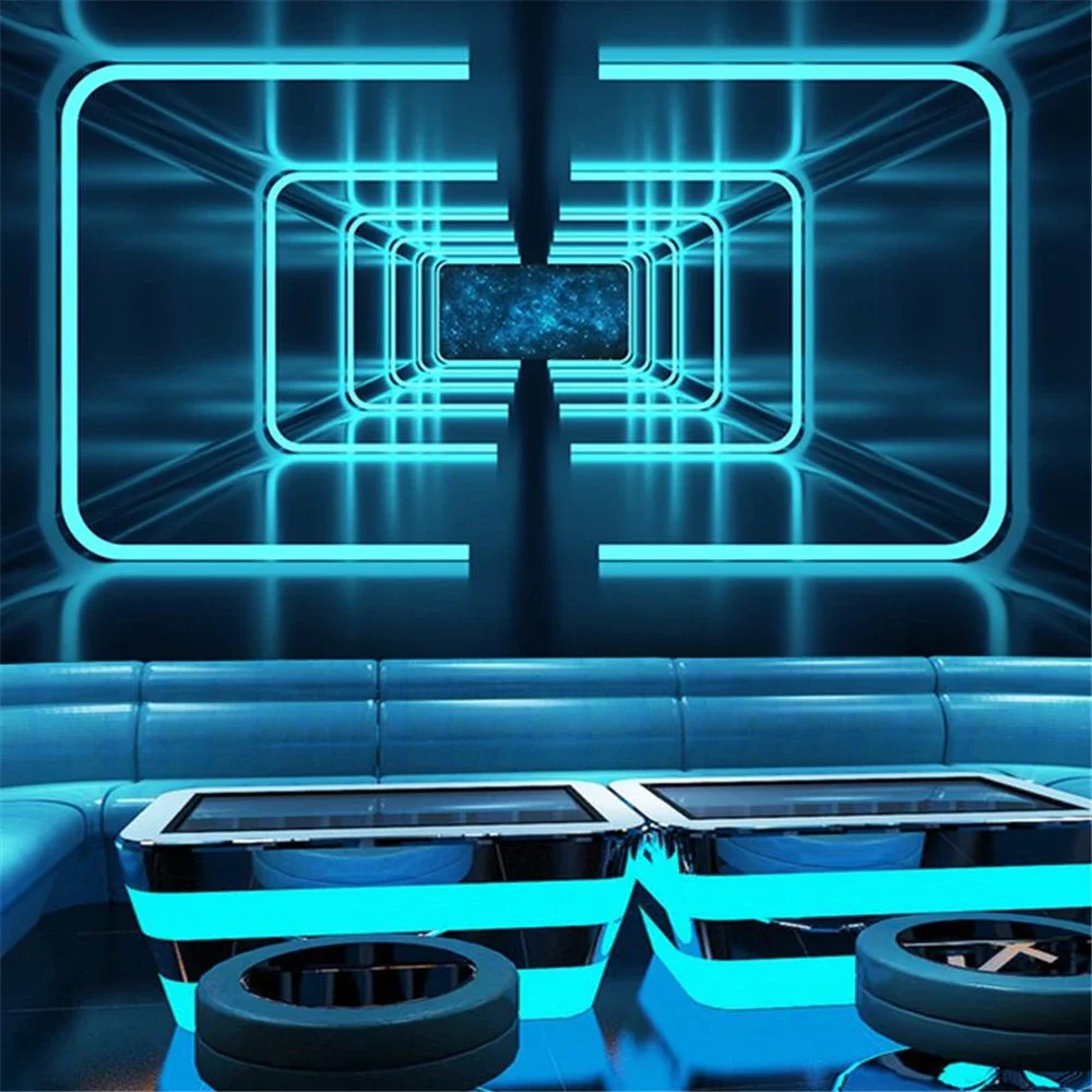 Custom papel de parede 3d Space technology sense wallpaper KTV bar decoration mural Internet cafe hall background wall wallpaper