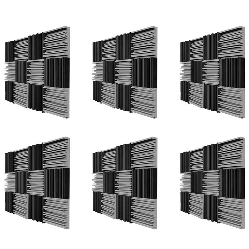 แผ่นโฟมกันเสียงมีกาวในตัว72แพ็ค12x12x2นิ้วแผ่นซับเสียงผนังบ้านสตูดิโอ