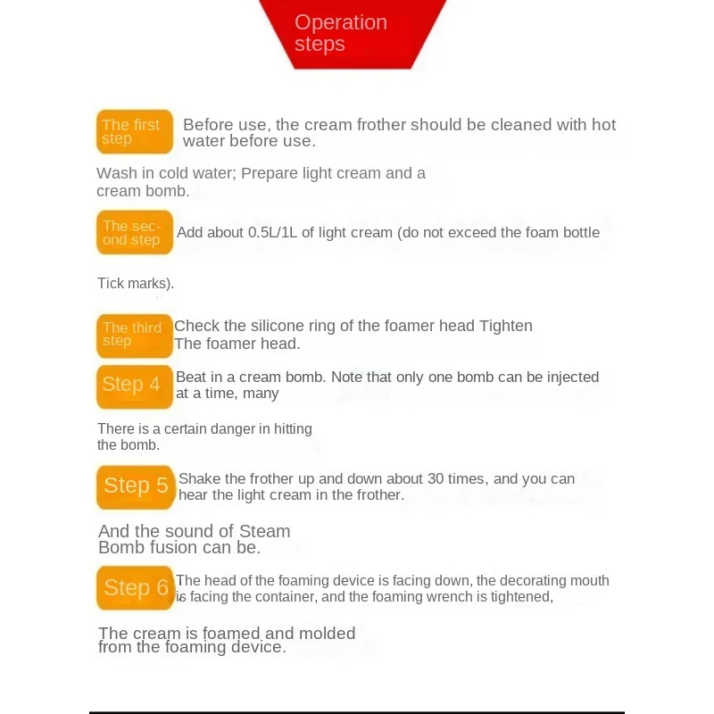 خلاط كريمي مخفوق 500 مل مع فوهة زخرفية مناسبة لملحقات خلاط الكريمة اليدوية لخبز حليب القهوة