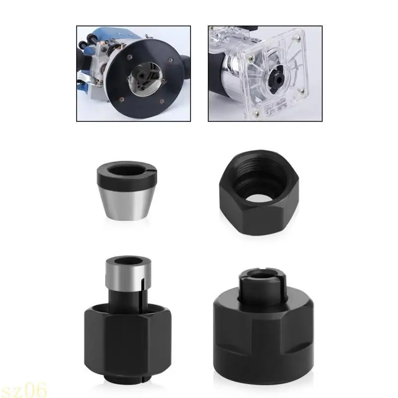 Q2Q4 M15 เครื่องแกะสลักน็อตเชย 6/6.35/8 มม. เราเตอร์บิตส่วนที่จับการแปลงชิ้นส่วน