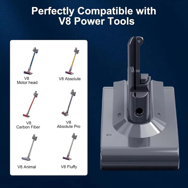 for Dyson V8 Battery 21.6V 6Ah 8Ah Replacement for V8 Absolute Animal Fluffy Motorhead SV10 Cordless Vacuum Cleaner 967834-01