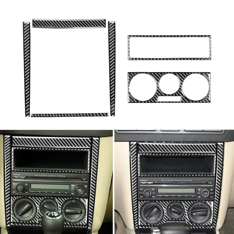 Carbon Fiber Car Center Control Air Condition Outlet Radio Panel Frame Cover Trim For VW Golf 4 Jetta Bora MK4 R32 GTI 1999-2004