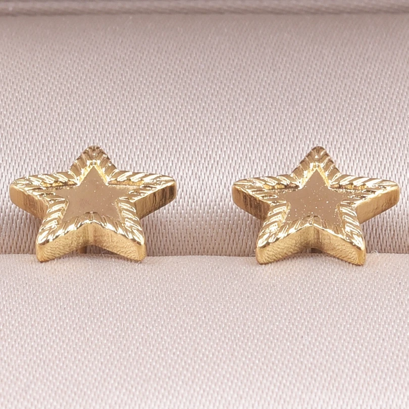 New Stainless Steel High Quality Fashion 18k Gold Plated Earring Butterfly Hollowing Out Five-Pointed Star Ocean Shell Earrings