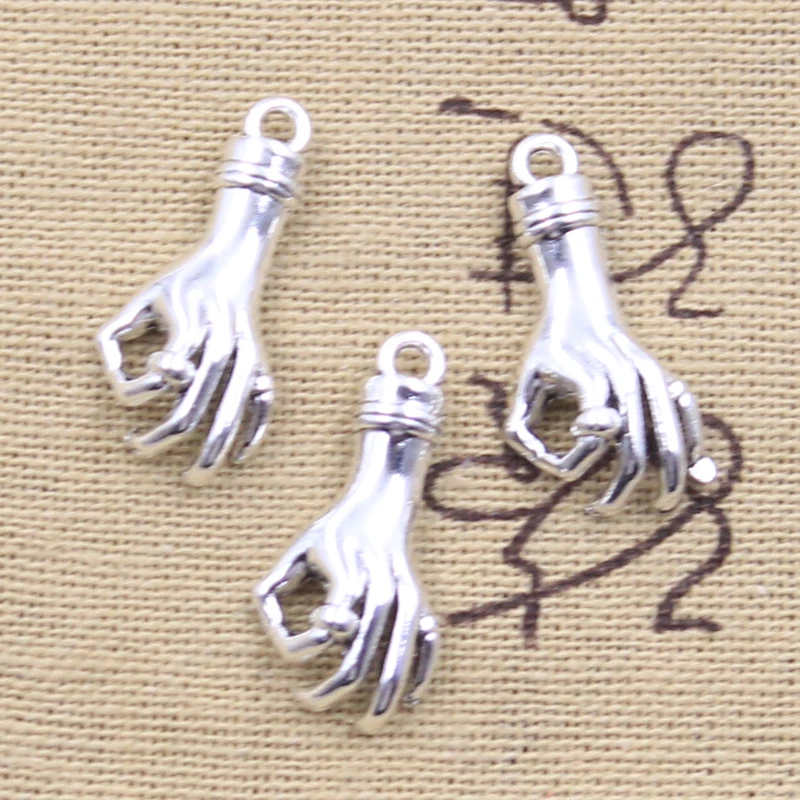 10pcs Charms Hand Gesture OK 25x12x5mm Antique Silver Color Pendants Making DIY Handmade Tibetan Finding Jewelry