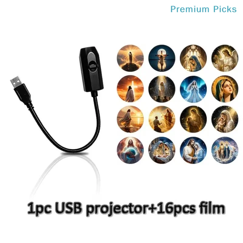 portableReligious Themed Portable USB LED Projector Light 16 Unique Patterns for Bedroom Holiday Party Home Wall Decor