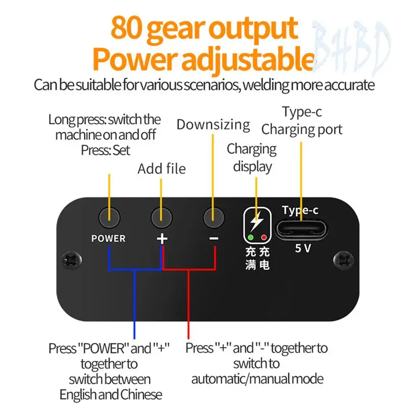 BHBD-Handheld Spot Welding Machine 80 Gears Adjustable Spot Welder Digital Display Automatic Trigger For 18650 Battery