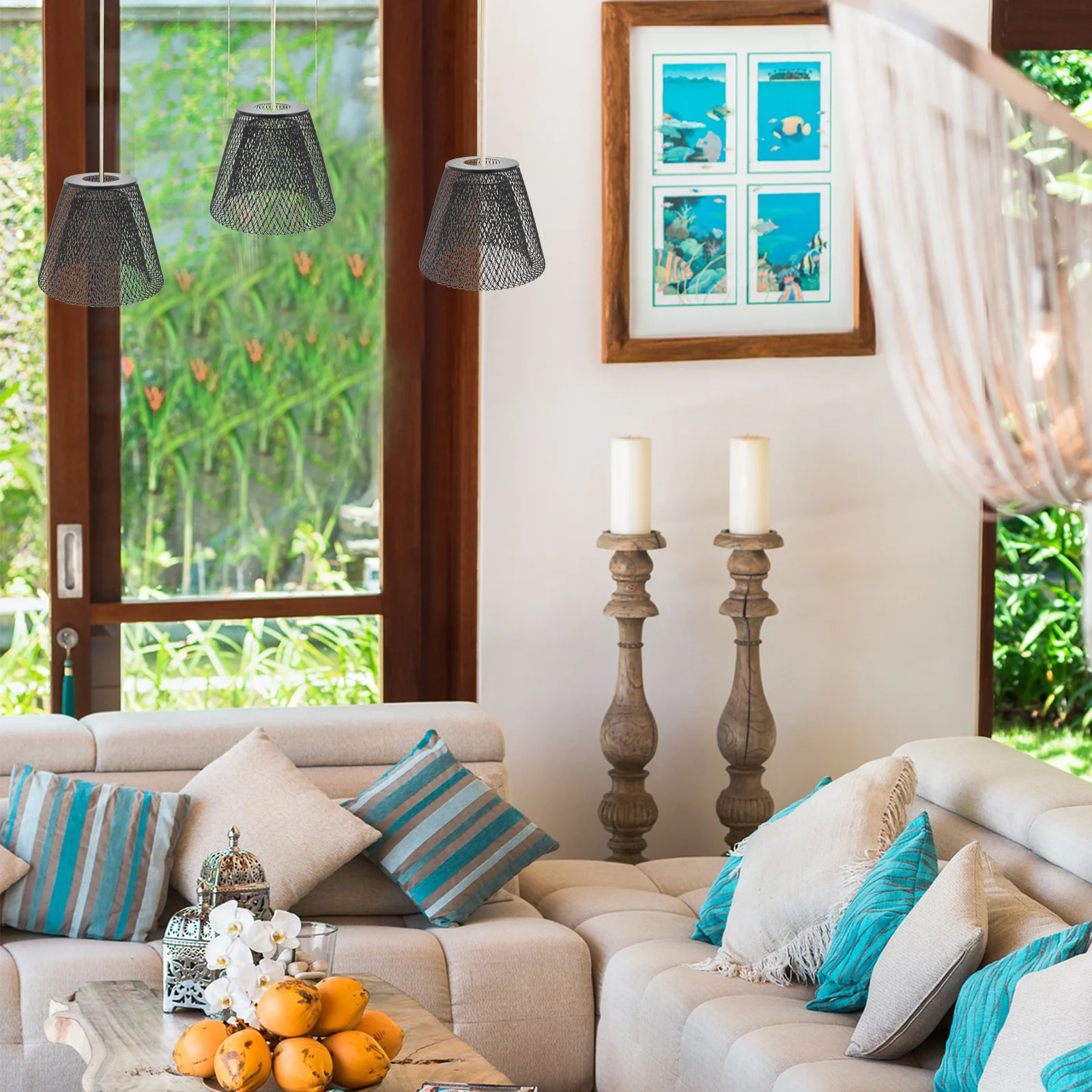 

Metal Cage Lamp Shade Trapezoid Hollow Mesh Design For Pendant Ceiling Hanging Light Lampshade Replacement Covers