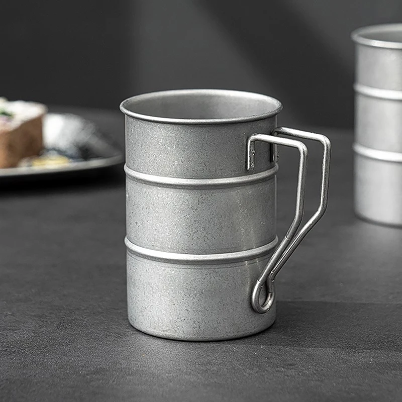 Retro Old Coffee Water Cup Industrial Style Oil Barrel Mug Outdoor Camping Picnic Beer Mug Drinking Utensils Stainless Steel