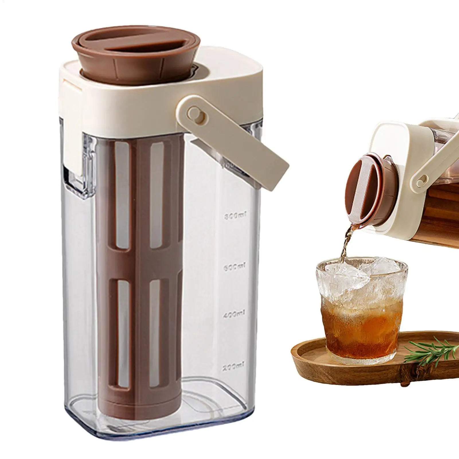 1000ml Cold Brew Coffee Maker With Handle High-capacity Water Bottle Summer Portable Juices Tea Fruit Coffeeware Pot LeakProof