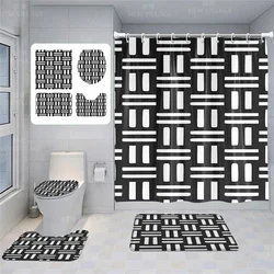 Home shower curtains bathroom Decora waterproof fabric non-slip bathmat water absorption curtain Modern geometric nordic simple