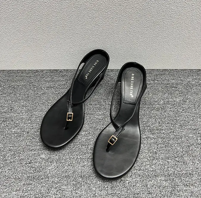 Luxury Designer Wedge Women's Flip Flops Slippers 6cm High Heel Clip Toe Sandals Fashion Buckle Red Chunky Slides шлепки женские