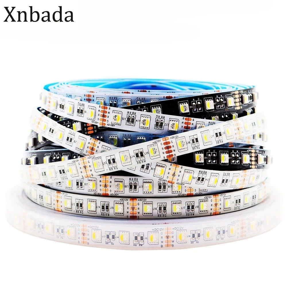 5050SMD 4 Colors IN 1 LED Chip LED Strip Light 60LEDs/M RGBW RGBWW  IP20 IP65 IP67 Waterproof DC12V /24V  White/Black PCB