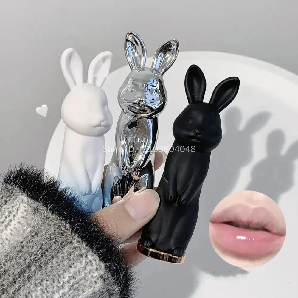 Rabbit Black Rose Lip Balm Gloss Not Dryness Peach Transparent Lip Tint Moisturizing Power Lipstick Makeup Base For Girls