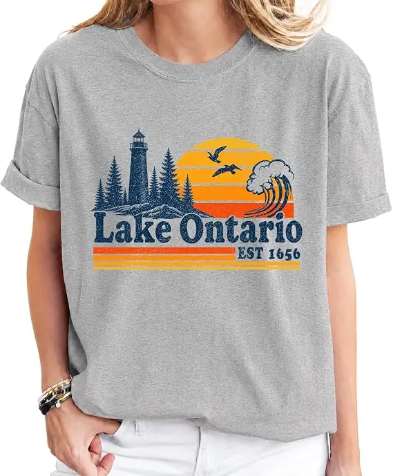 Ontariosee T-Shirt „Always Lake Ontario and The Gulf of Mexico“ Shirt Klassische 70er 80er Retro-Ästhetik Kleidung für Frauen Männer T-Shirts – Detail 24