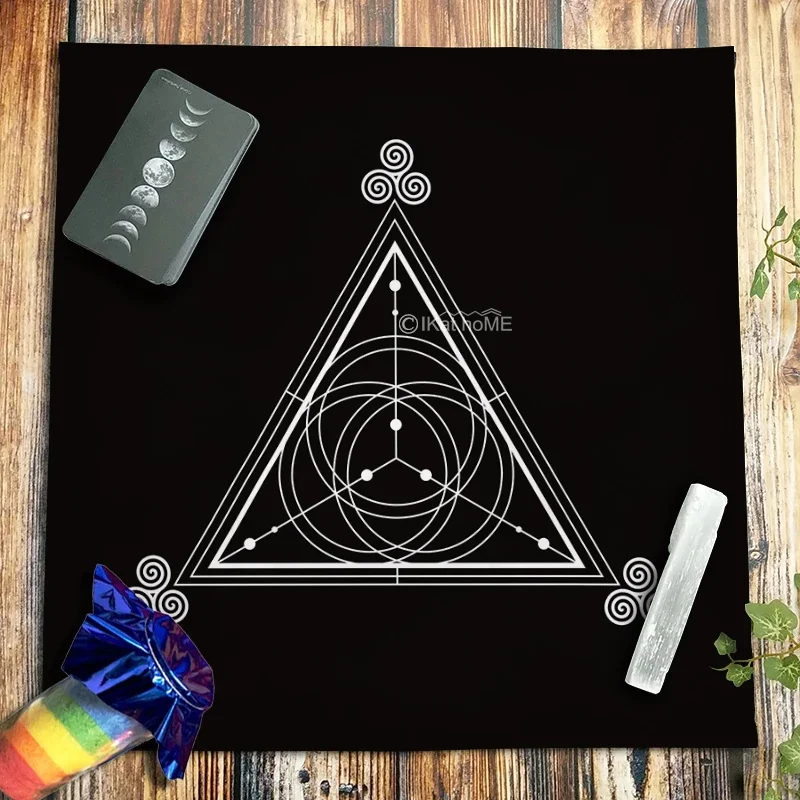 Spiritual Symbol Triskeleon Tarot Tablecloth Velvet Altar Cloth Pagan Pendulum Magic Witchcraft Astrology Oracle Card Pad Mats