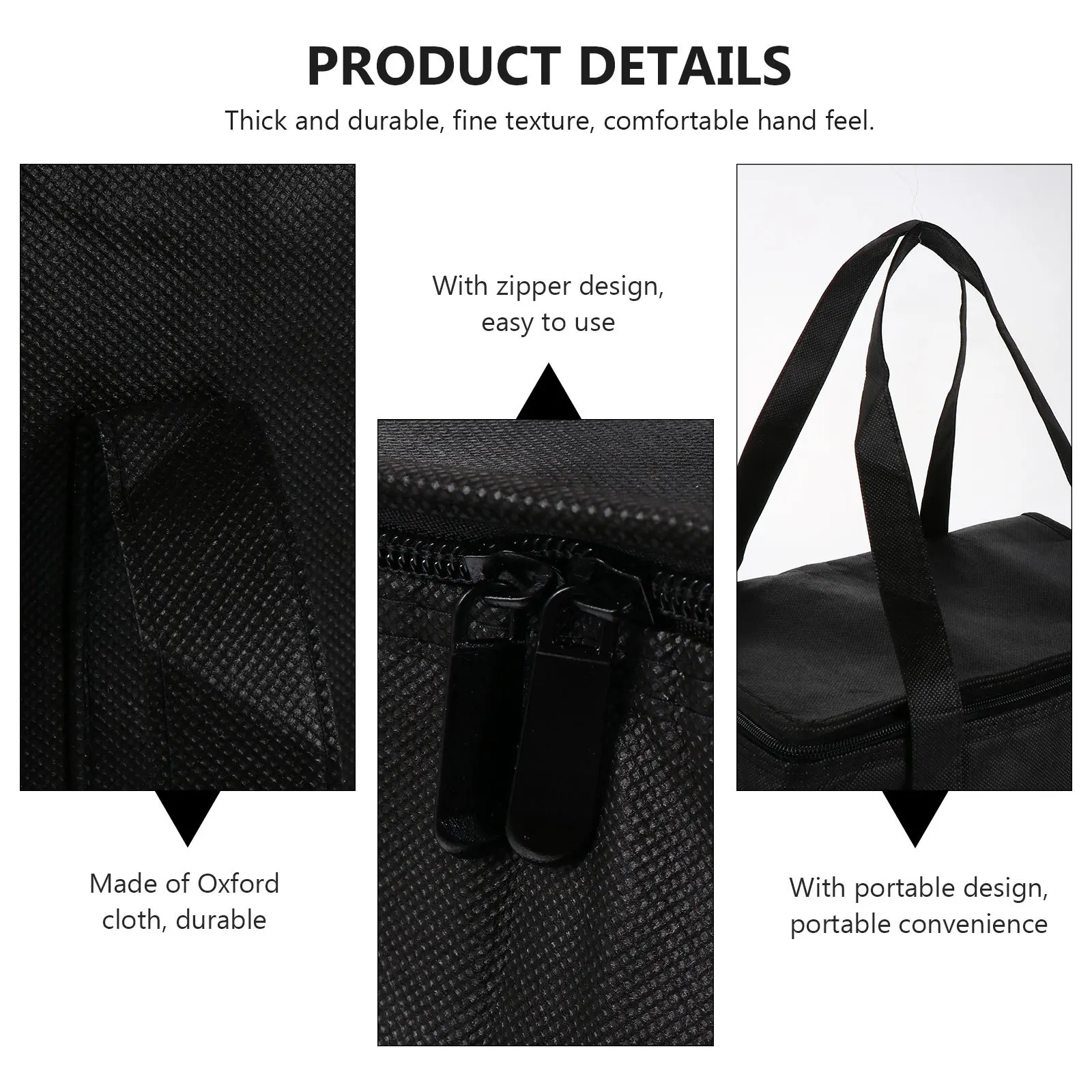 1 قطعة حقيبة حرارية سوداء نسيج ناعم ملمس مريح Handfeel متعدد الأغراض معزول برودة نزهة الغداء حمل سهلة التنظيف