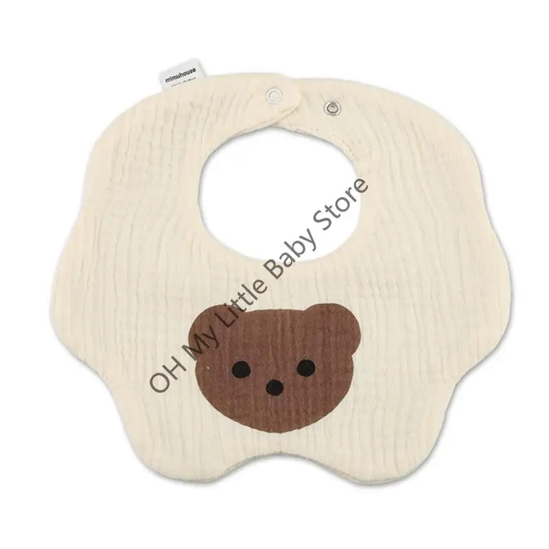 مريلة أطفال M76C مصنوعة من القطن الخالص مع إبزيم كبس للأولاد والبنات أثناء تناول الطعام #5