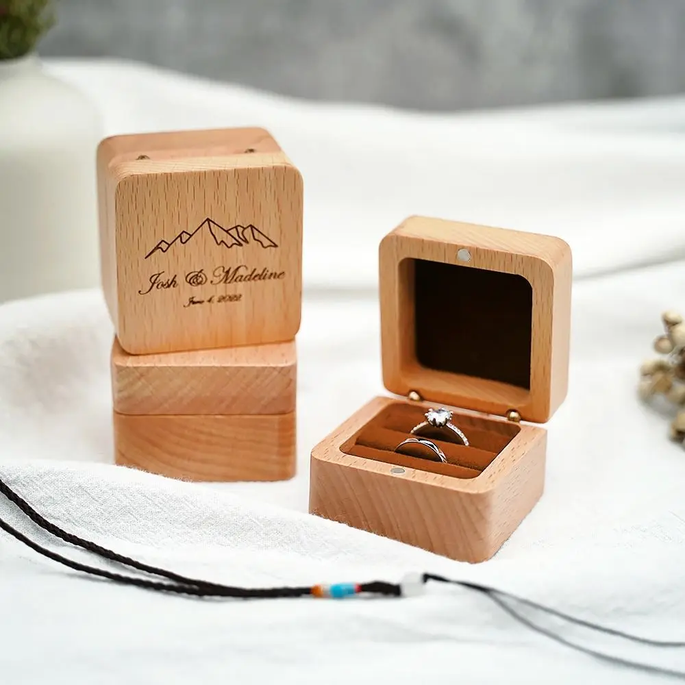 

Velvet Wood Rings Box Retro Ear Studs Case Earrings Display Tray Jewlery Organizer Exquisite Ring Earring Holder Desk