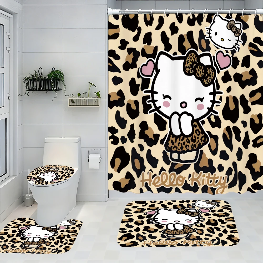 

Sanrio Hello Kitty Bathroom Four-Piece Set - Avant-garde Waterproof Shower Curtain, creating a complete bathroom kit