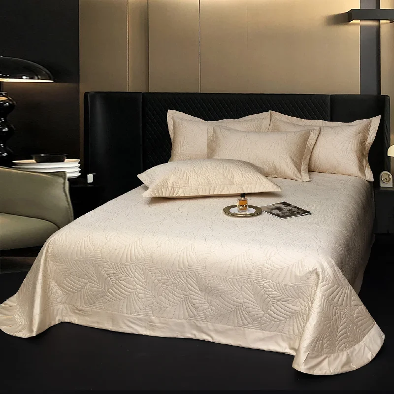 100% Cotton 100s High Thread Count Quilted Coverlet Set 3Pcs, Luxury Soft All-Season Bedspread with 2 Pillowcase