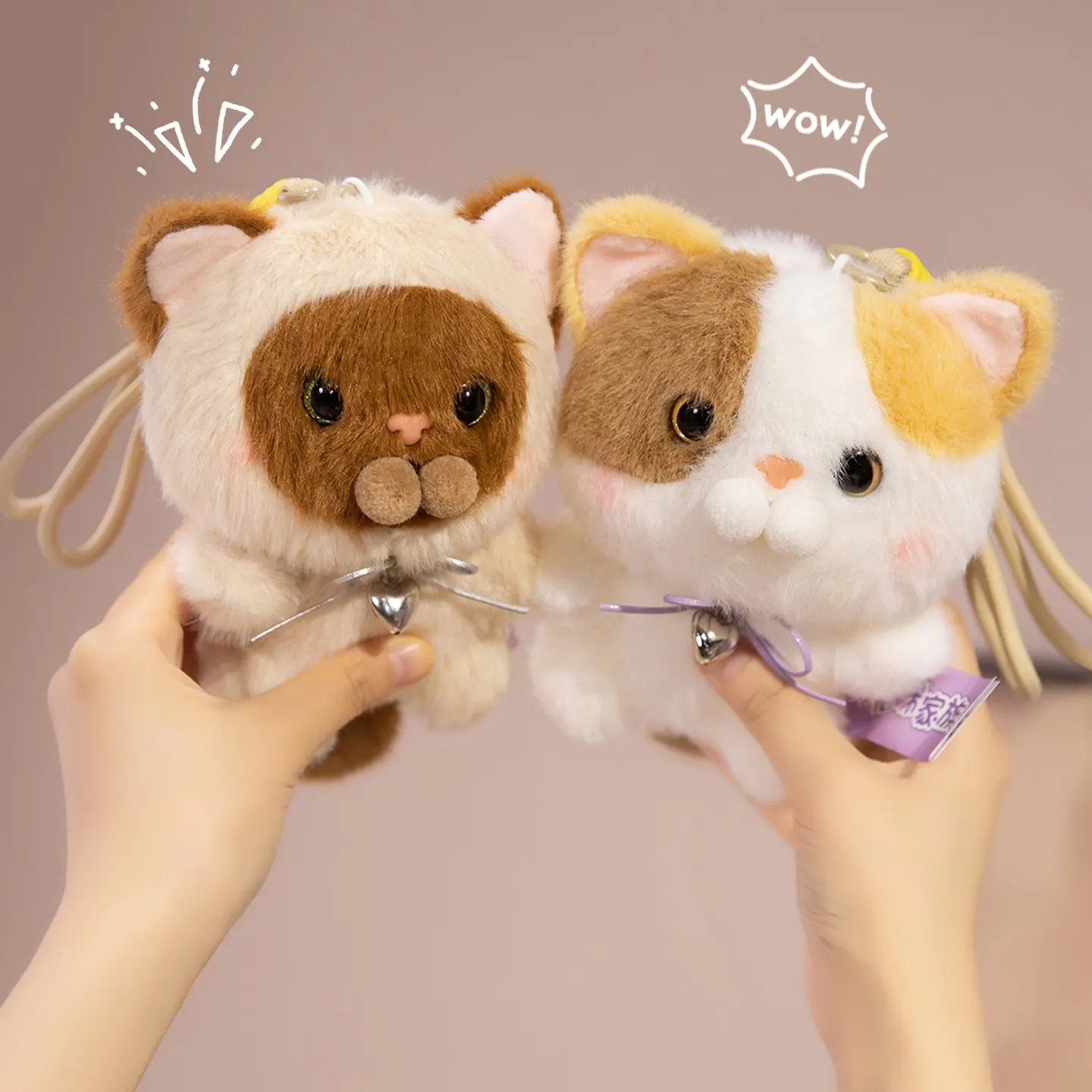 5 stili gatto peluche Stuffe Super carino siamese Calico gatto portachiavi ciondolo zaino Decor giocattolo per bambini regalo di compleanno