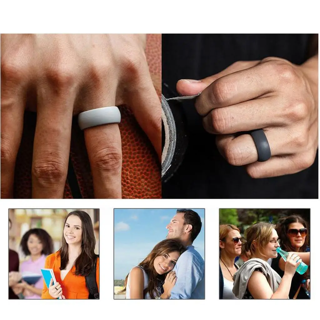 Silicone Wedding Ring Durable Sweat Friendly Silicone Finger Ring Band Fashion Jewelry for Outdoor Sports and Work