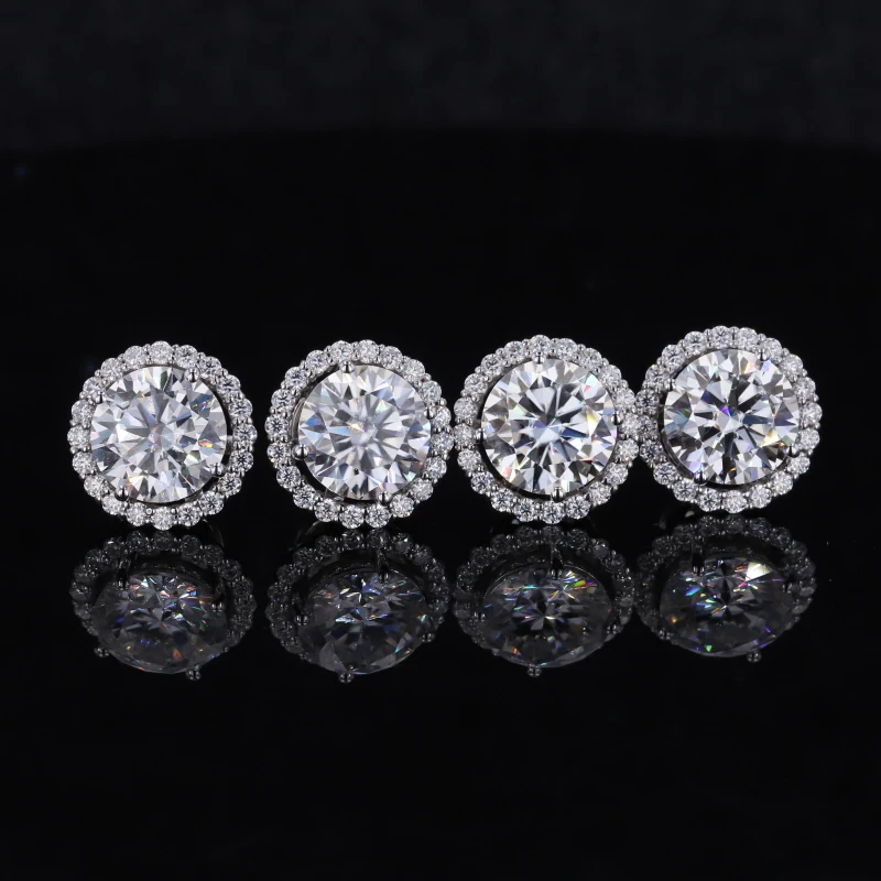 

7.5mm Brilliant Cut DEF Color Moissanite Diamond 14k White Solid Gold Studs Earrings Classical Earring Gift For Women