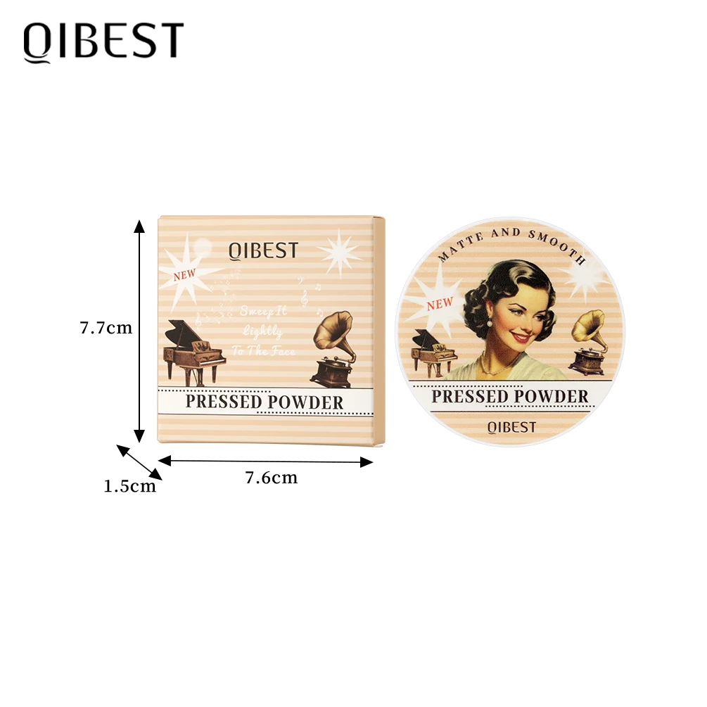 QIBEST プレストパウダー オイルコントロール ロングラスティング フェイスセッティングパウダー コンパクトパウダー フルカバレッジ コンシーラー メイクアップベース ファンデーション