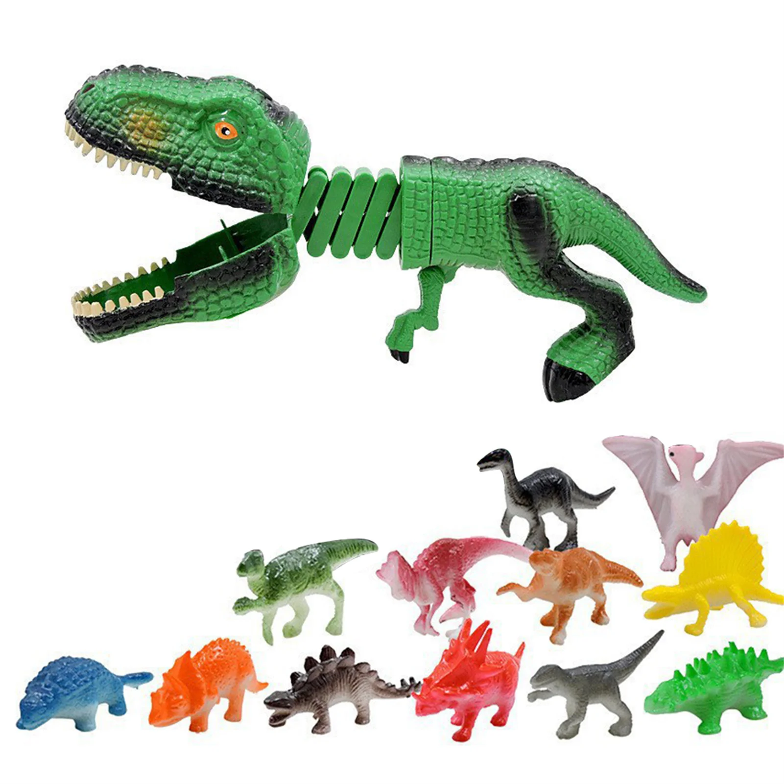 Dinozaury Teleskopowe Klipsy Manipulacyjne z Sprężyną Zabawne Gryzaki Dinozaury Przebrania Zabawki